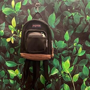 JanSport Black and Tan mini Backpack